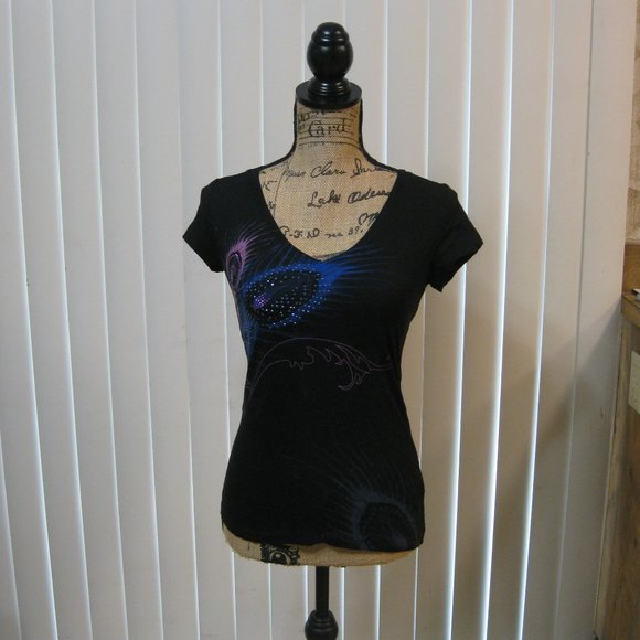 NWOT Express black graphic tee t shirt top XS extra small - Picture 1 of 6